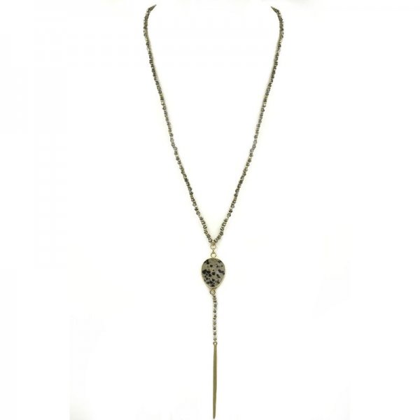 Semi-Precious Stone Teardrop Y Necklace