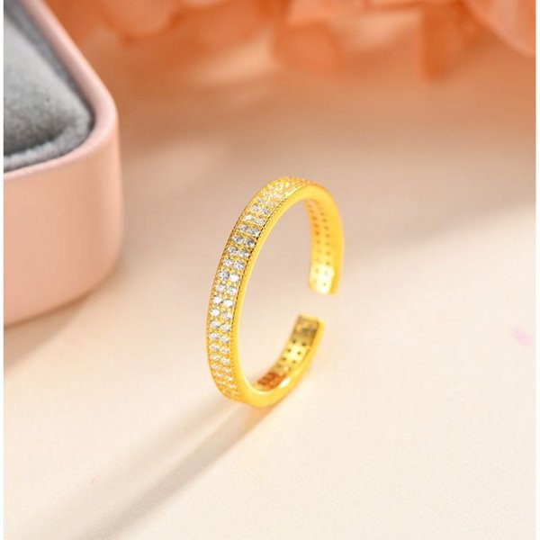 925 Sterling zinc Micro Pave  Adjustable Band Ring